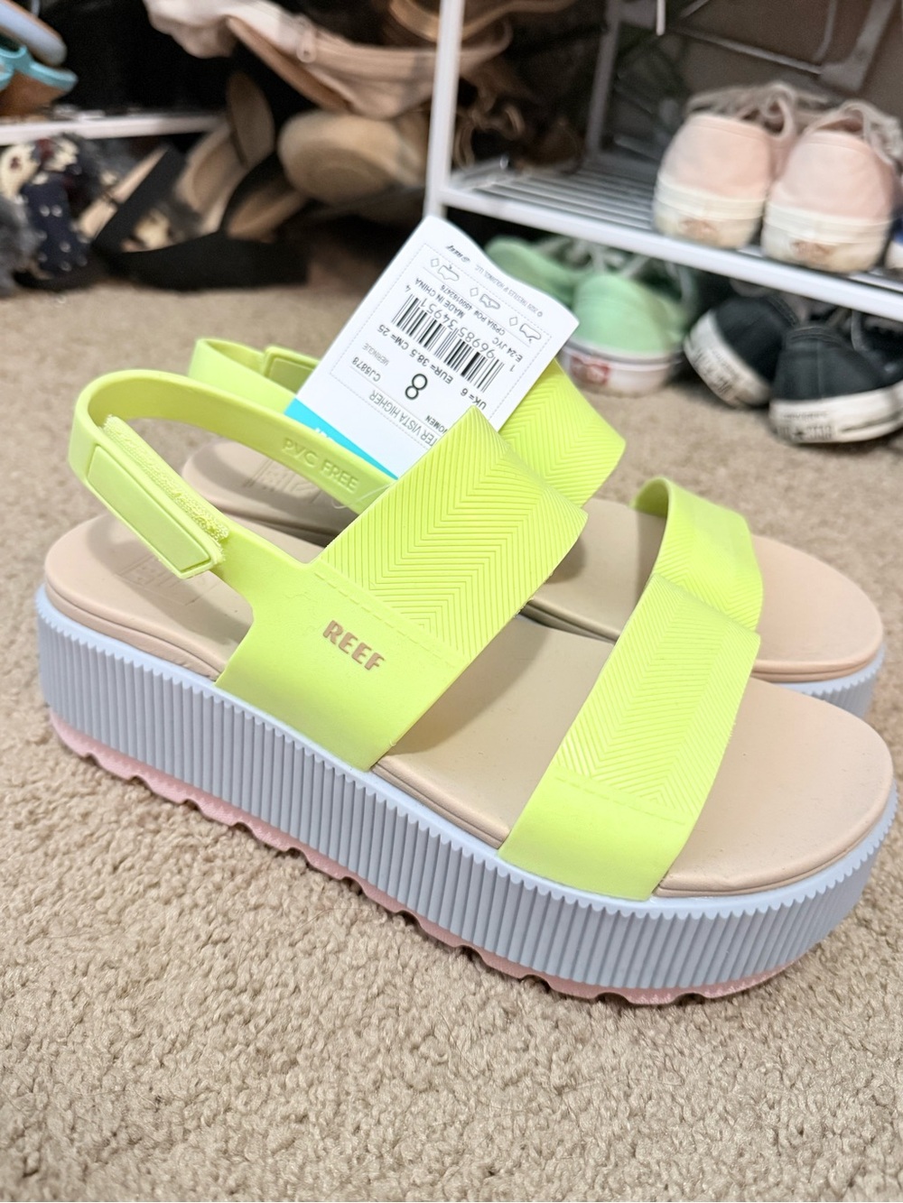 Reef Neon Yellow Platform Slide Sandals